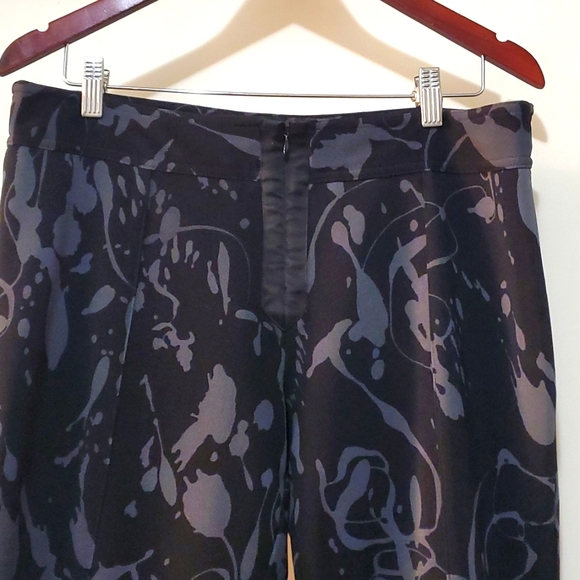 Bisou Bisou Black/Gray Abstract Print Zipper Dress Stretchy Ankle Pants Size 14 - Picture 2 of 8